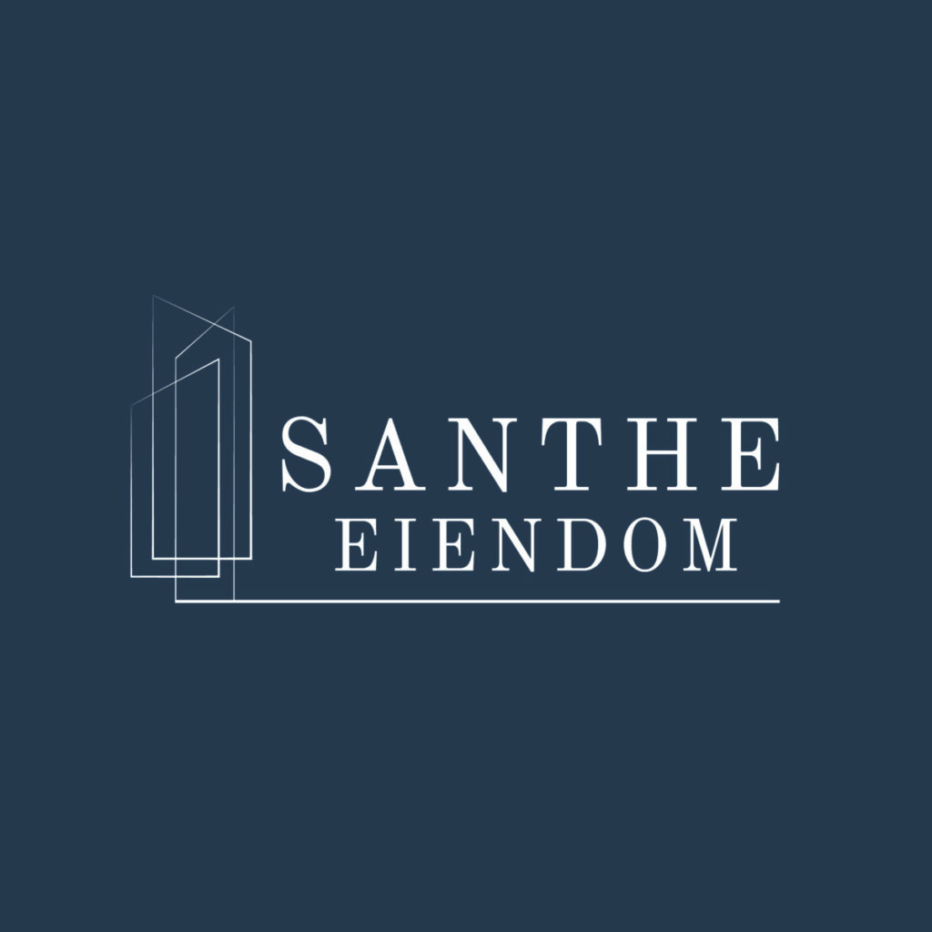 Santhe Eiendom logo hvit på blå