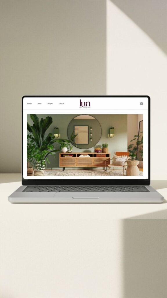 Visuell identitet for boligstyling for LUN Boligstyling. Nettside