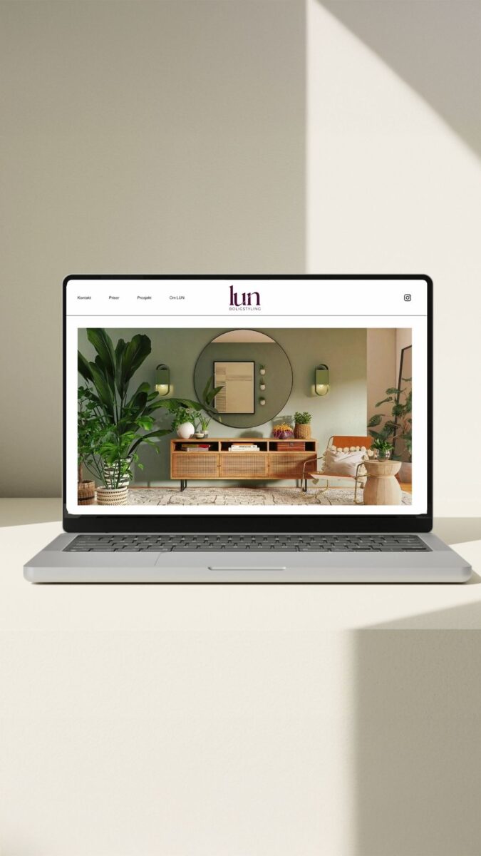Visuell identitet for boligstyling for LUN Boligstyling. Nettside