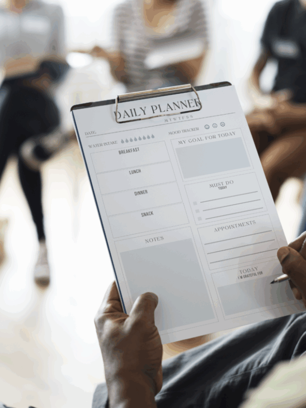 Printbar Daily Wellness Planner | A5 Selvomsorg & Daglig Planlegger, blå. Mockup