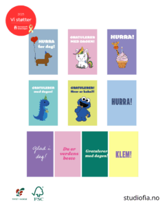 Kortpakke med fargerike bursdagskort – 10 stk