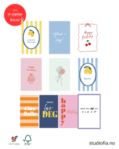 Kortpakke med bursdagskort – 10 stilrene og fargerike kort til bursdag