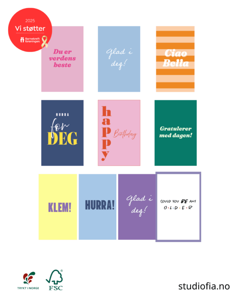 Bursdagskort med tekst – Moderne og skandinavisk design