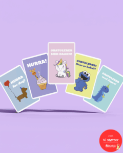 Kortpakke med fargerike bursdagskort – 10 stk