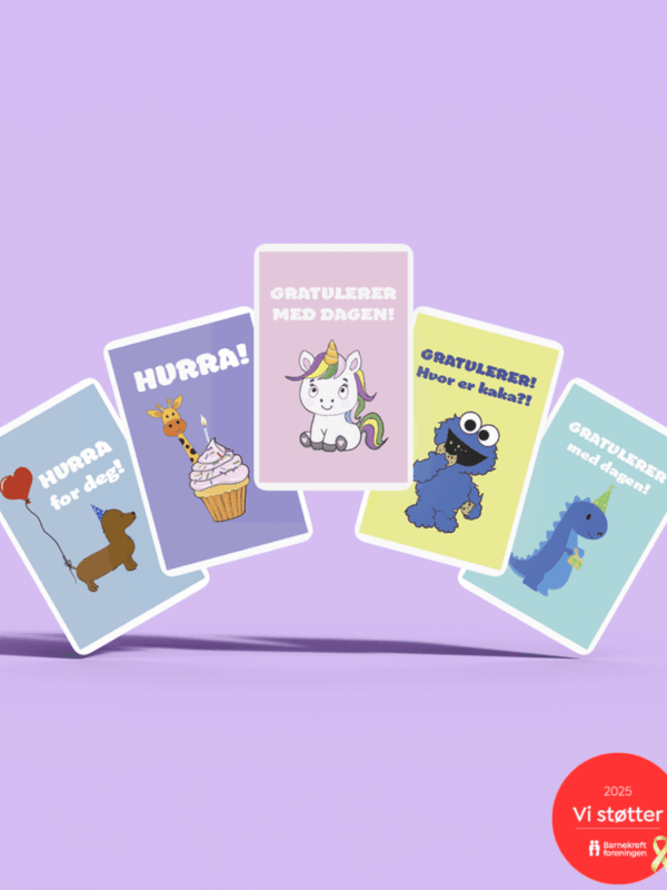 Kortpakke med fargerike bursdagskort – 10 stk