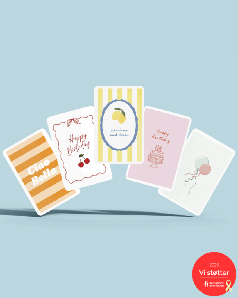 Kortpakke med bursdagskort – 10 stilrene og fargerike kort til bursdag