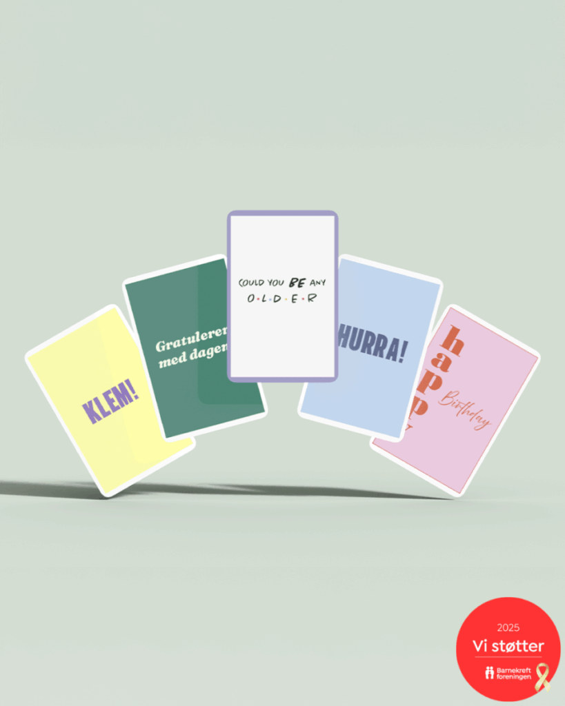 Bursdagskort med tekst – skandinavisk design