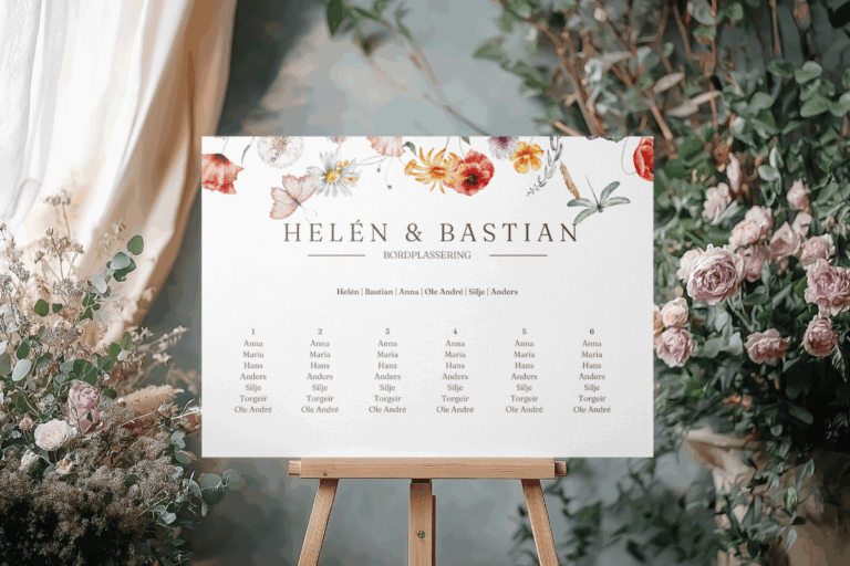 Bryllupsdesign inspirert av norsk natur - bordsplassering