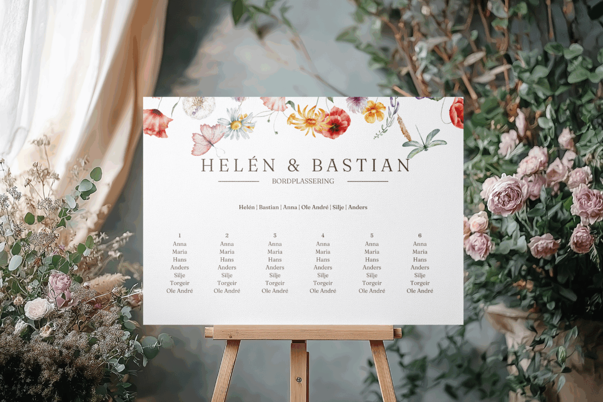 Bryllupsdesign inspirert av norsk natur - bordsplassering