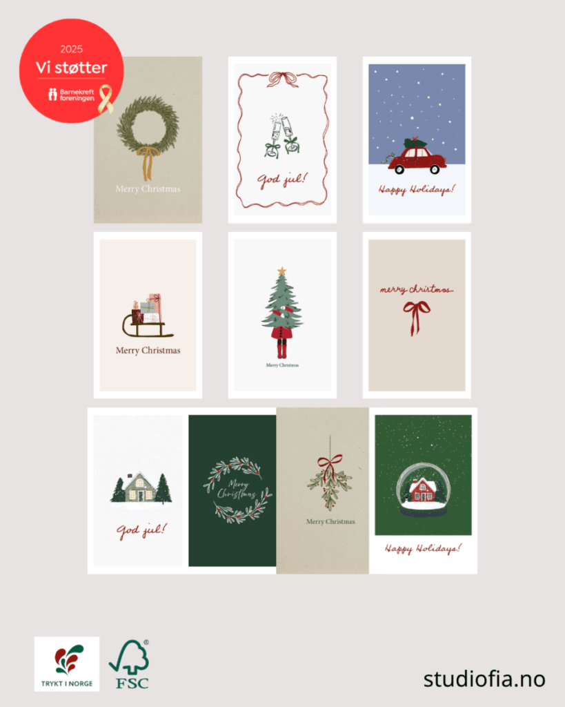 Julekort – 10-pakning i skandinavisk design