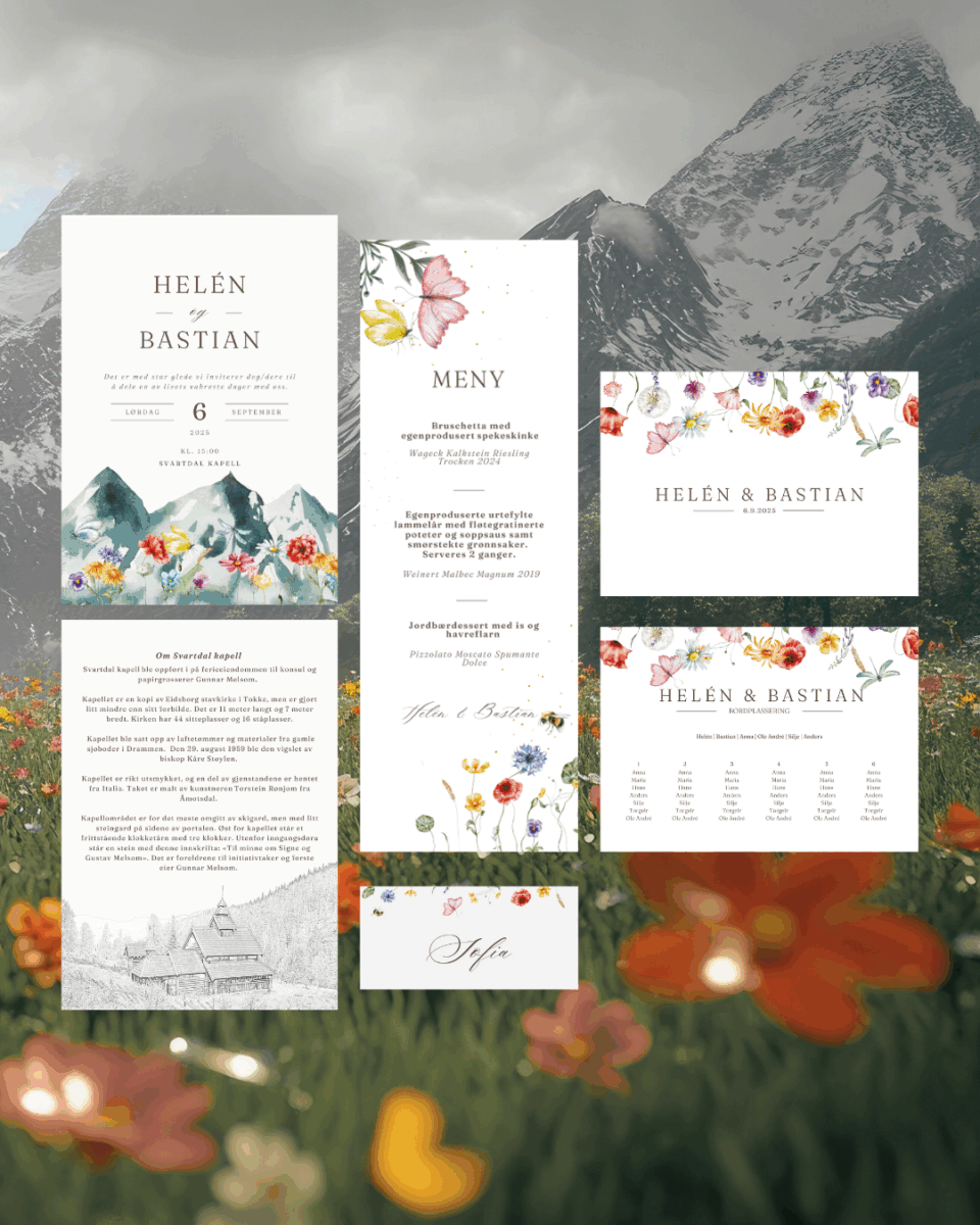 Bryllupsdesign inspirert av norsk natur
