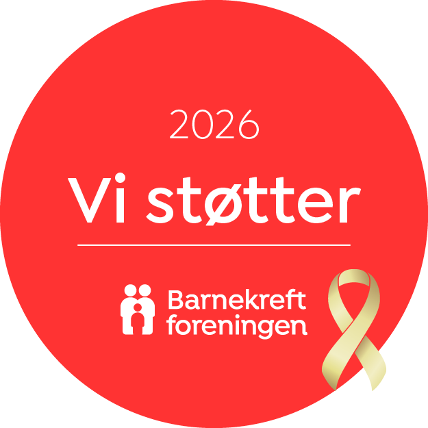 Vi støtter barnekreftforeningen 2026 emblem