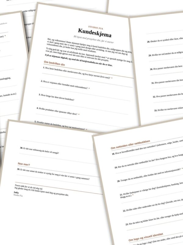 Kundeskjema mal for designere og kreative
